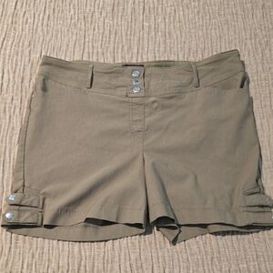 Tan Cargo Shorts with Flat Front and Belt Loops